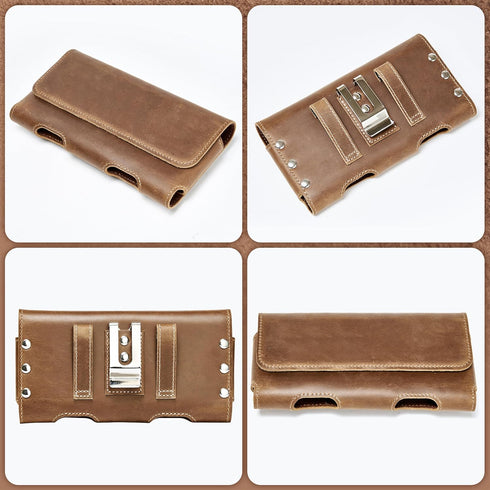 Gcepls Leather Phone Holster for iPhone 14 Pro Max, 13 Pro Max, Galaxy S23 Ultra, Premium Genuine Leather with Belt