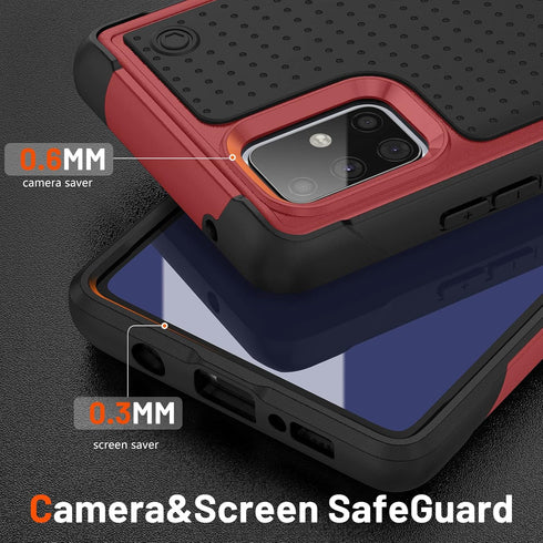 2 in 1 Military Grade Drop Protective Case for Samsung Galaxy A71 5G, Red+Black, Rugged Heavy Duty Cover
