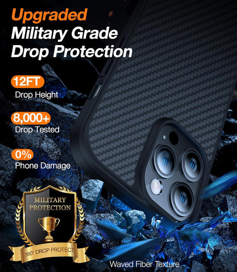 TORRAS Upgraded Stronger Magnetic Case for iPhone 14 Pro, 12 FT Military Grade Drop Tested, Scratch Resistant, Black