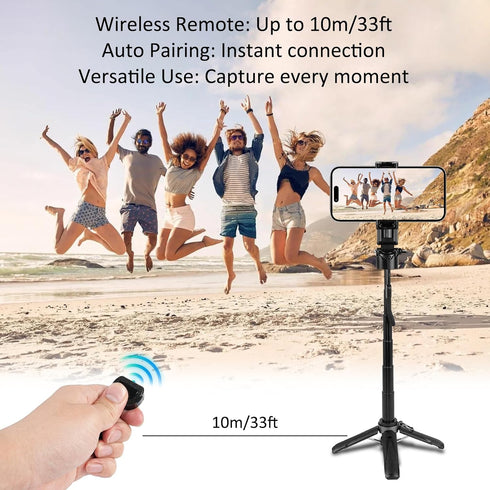 WOVTE 4 1 Mini Tripod for iPhone with Remote, in Pocket Size Selfie Stick for iPhone, Cell Phone Stand for Photograph