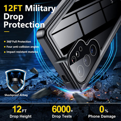 2024 Samsung Galaxy S24 Ultra Case, Waterproof with Built-in Camera & Screen Protector, Military Grade Shockproof