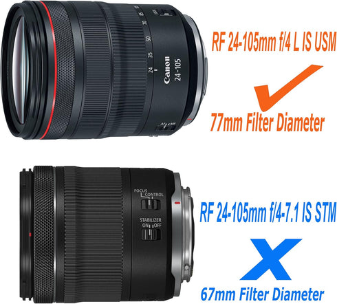 RF 24-105mm F4L Lens Hood - EW 83N Petal Bayonet Mount Shade, Reversible Non-Glare Finish for Canon Lens