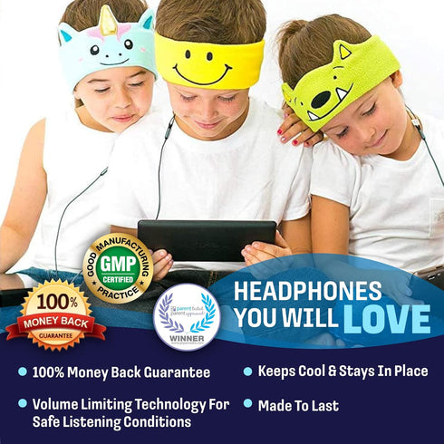 CozyPhones Green Frog Over Ear Headband Headphones - Kids Volume Limited, Thin Speakers & Soft Fleece Design.