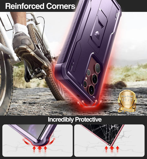 Dexnor Samsung Galaxy S22 Ultra Case, Built-in Screen Protector and Kickstand, Heavy Duty Military Grade Protection