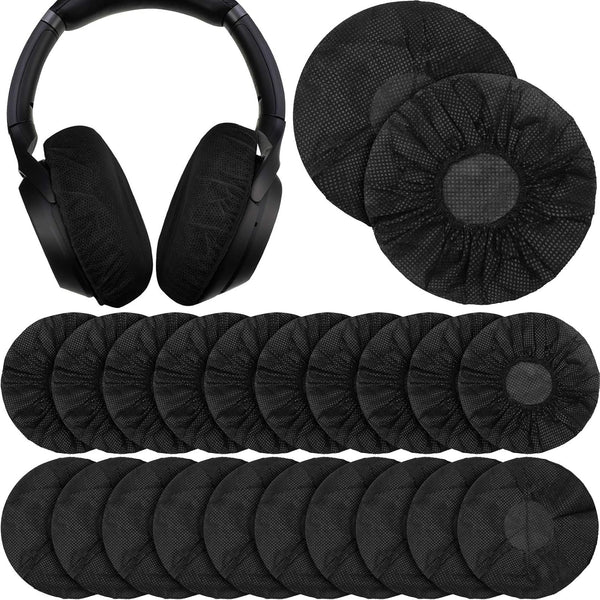 100 Pieces Disposable Headphone Ear Covers, Sanitary Non-Woven Stretch Earpad Covers for Most On-Ear Headphones (Black,