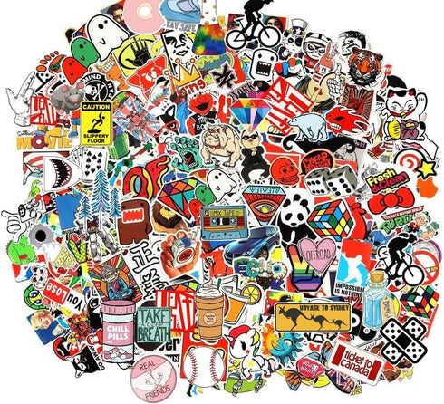 100pcs Random Music Film Vinyl Stickers for Skateboard, Guitar, Travel Case, Door, Laptop, Luggage, Car, Bike