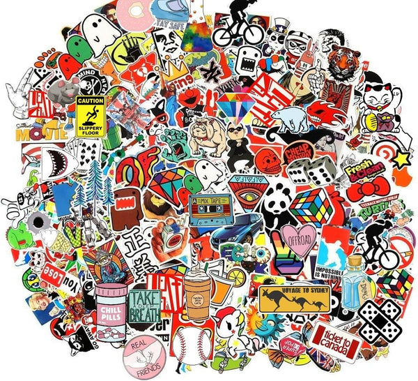 100pcs Random Music Film Vinyl Stickers for Skateboard, Guitar, Travel Case, Door, Laptop, Luggage, Car, Bike