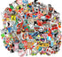 100pcs Random Music Film Vinyl Stickers for Skateboard, Guitar, Travel Case, Door, Laptop, Luggage, Car, Bike