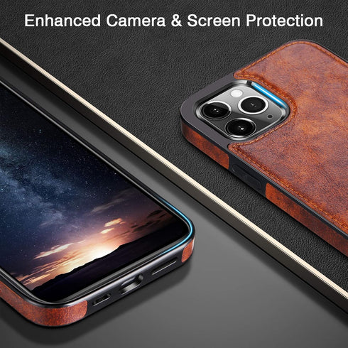 LOHASIC Compatible with iPhone 12 Pro Max Case - Slim Luxury PU Leather Non-Slip Grip Rugged Bumper Shockproof Cover