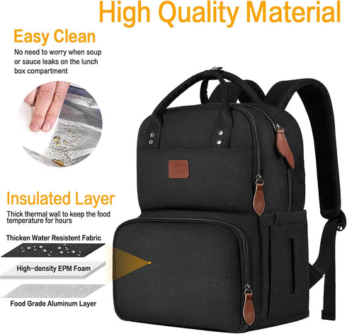 17 Inches Backpack, Backpack MATEIN Lunch Extra Large Lunch Box with Insulated Cooler Compartment, Water Resistant