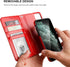 Bocasal Wallet Case for iPhone 11, PU Leather Magnetic Detachable Kickstand with Card Holder (Red)