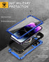 Lanhiem for iPhone 14 Pro Max Metal Case, Built-in Camera Kickstand & Tempered Glass Screen Protector, Blue