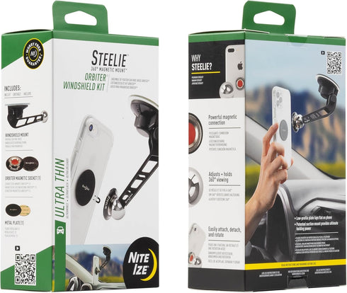 Nite Ize Steelie Windshield Kit, Magnetic Cell Phone Holder for Car Accessories, Sturdy Car Windshield Mount