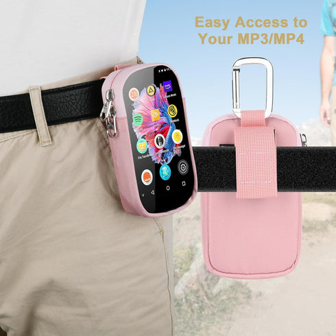 TXEsign MP3 & MP4 Player Carry Case - Travel Bag with Clear Window for 4" Touch Screen Music Player (Pink)