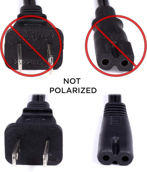 THE CIMPLE CO Figure 8 Power Cord (2 Prong) with Copper Wire Core, Non Polarized for Satellite, CATV, Game Systems, 8