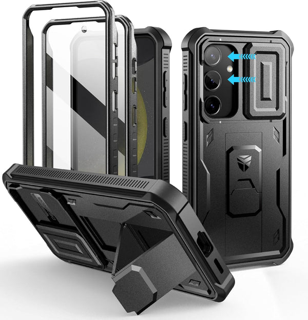 Dexnor Galaxy S24 Case - Heavy-Duty Shockproof, Full-Body Bumper, Built-in Slide Camera Cover, Screen Protector &