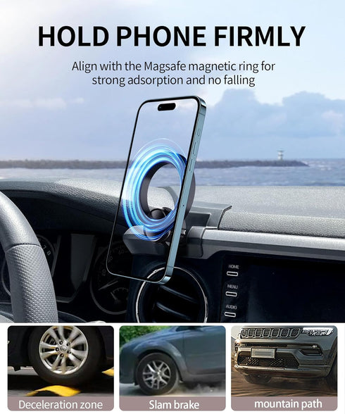 MaserWeller 2015-2024 360 Car Phone Holder for Toyota Tacoma Accessories, Rotation Phone Mount Compatible with MagSafe