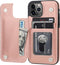 ONETOP Wallet Case for iPhone 12/12 Pro, PU Leather with Card Holder, Kickstand, Rose Gold