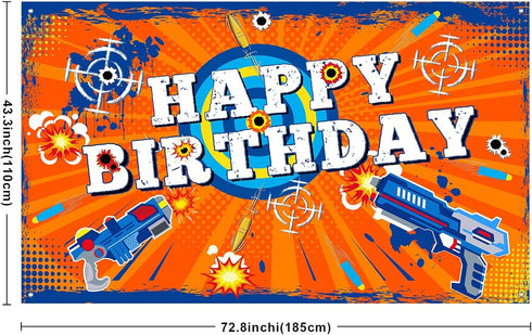 Dart Battle Happy Birthday Backdrop - Party Decorations Photo Background for Kids Boys Birthday Table