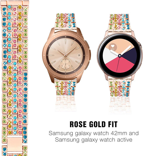 Dsytom Compatible with Samsung Galaxy Watch 42mm Band - 20mm Jewelry Watchband & Bezel Ring Cover