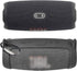 Silicone Case Cover for JBL Charge 5, Black, Waterproof Portable Bluetooth Speaker with Shoulder Strap and Carabiner