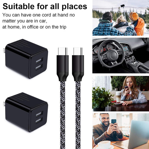 Fast Charging USB Type C Wall Charger Block & 6ft Cable for Samsung Galaxy S22/S21/Note 20, Google Pixel, Moto G.