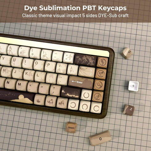 Oasis PBT Keycaps, MOA Custom Keyboard Keycaps Set, 140 Keys, 5 Side Dye Sublimation for Cherry Gateron MX Switches