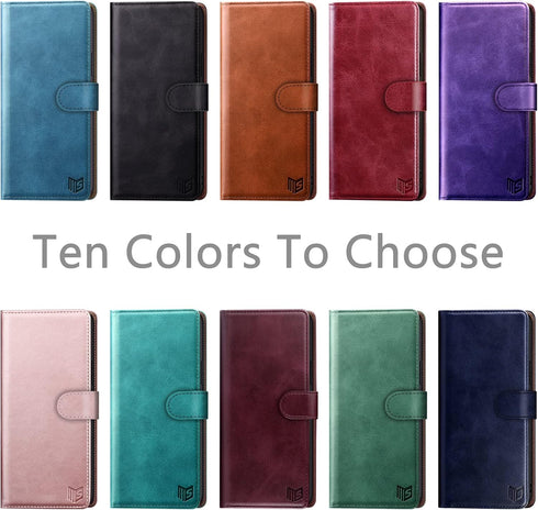 SUANPOT Leather Wallet Case for Samsung Galaxy S22 - RFID Blocking Credit Card Holder, Flip Folio Book Shockproof