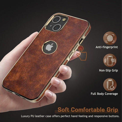 LOHASIC Vintage Leather Case for iPhone 13, Slim Luxury PU Soft Flexible Bumper, Shockproof Cover
