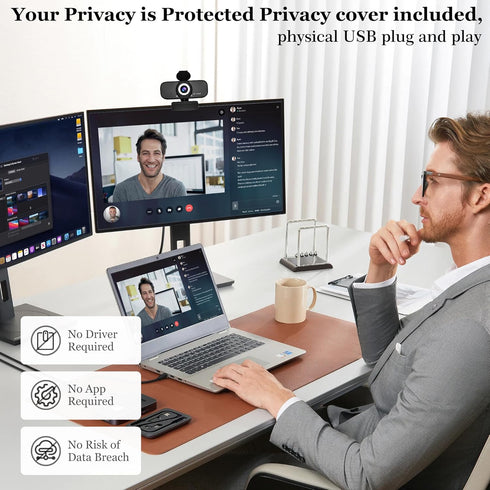 SZGIARUY 1080P Computer-Style1 Full HD Webcam with Built-in Microphone and Rotatable Tripod, Privacy Cover, for Desktop