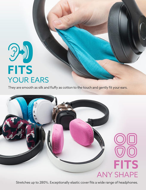 Mimimamo Super Stretch Headphone Cover L Size - for Earpads Repair & Protection, Black, Compatibility Required