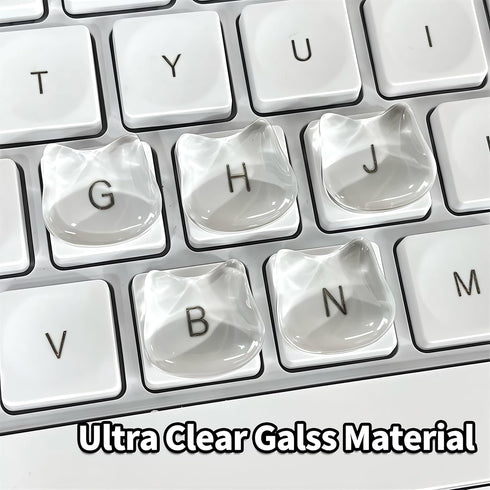 80 Transparent Glass Long Nail Keyboard Caps Raised Cat Head Keyboard Stickers, Nail-Safe Typing Bubbles, Clear