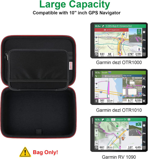BOVKE 10-inch OTR1000 OTR1010 1090 Hard Carrying GPS Case for Garmin Dezl / / RV GPS Navigator System, Mesh Pocket