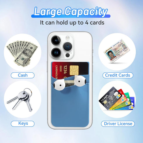 SHANSHUI Phone Card Holder Stick On, Cell Phone Silicone Sticky Wallet Sleeve Pocket Business ID Credit Card Compatible