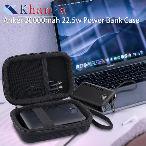 khanka Hard Case for Anker 20,000mAh Portable Charger, 22.5W High-Speed Power Bank with Built-in USB-C Cable
