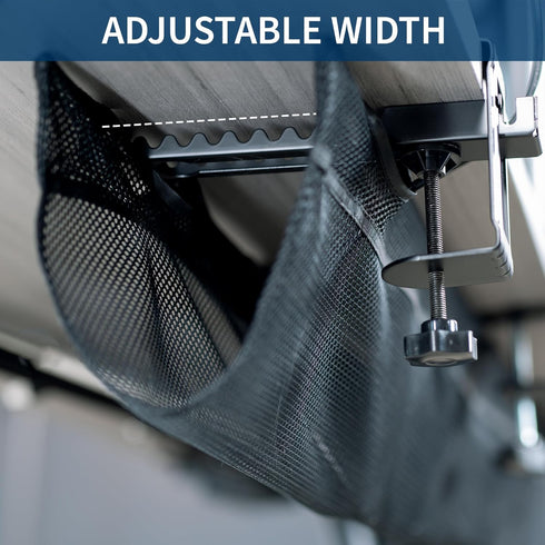 VIVO Mesh Fabric 44 Inch Clamp-on Under Desk Cable Net, Ergonomic Adjustable Wire Organizer for Home Office, Black