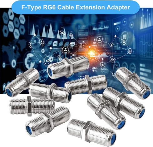 F81 Coaxial Cable Connector, 3GHz F-Type RG6 Cable Extension Adapter, Pack of 5, Silver