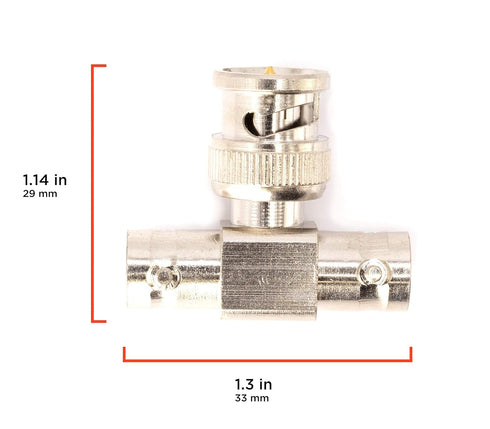 THE CIMPLE CO BNC T Adapter - T-Shaped Coax Splitter, 1 Male to 2 Female Ports - 4 Pack