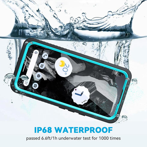 Lanhiem IP68 Waterproof Case for Google Pixel 8a, Built-in Screen Protector, Rugged Full Body Shockproof Phone Case,