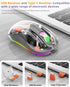 Wireless Bluetooth Transparent Mouse, 2.4GHz with USB & Type-C Receivers, Portable Silent Rechargeable Mice with RGB