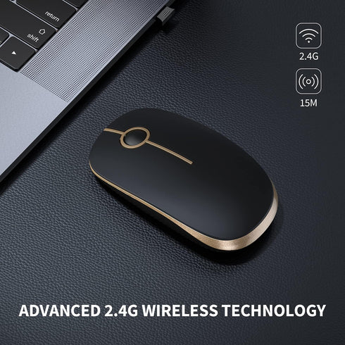 VssoPlor Wireless Mouse, 2.4G Slim Portable Computer Mice with Nano Receiver for Notebook, PC, Laptop, Computer (Black