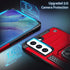 Anqrp Galaxy S21 FE Case - Military Grade Protective Cover with Rotatable Metal Ring Kickstand, Red