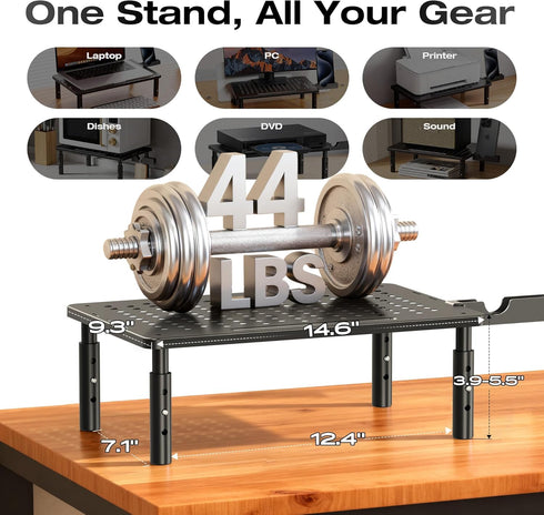 3 2 Pack Computer Monitor Stand Riser for Desk, Height Adjustable PC Laptop TV Desktop Monitor Stand Shelf, Metal