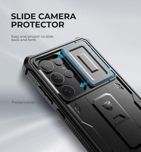 Dexnor for Samsung Galaxy S24 Ultra Case - Shockproof Rugged Case with Built-in Slide Camera Cover & Screen Protector