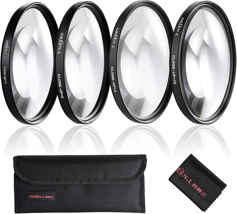 52mm Close-up Filter Set (+1,+2,+4,+10), Professional Macro Filter with Filter Pouch for Camera Lens
