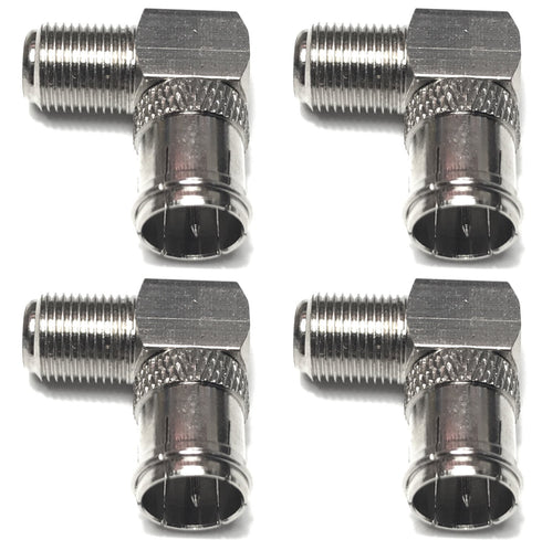 CESS Right Angle Coax F-Jack to F-Quick Push On Plug, Male/Female Adapter, Support Comcast, Verizon FiOS, 4 Pack