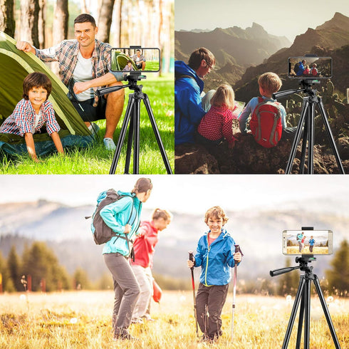 LINKCOOL 42 inches Phone Tripod, Portable Adjustable Cell Phone Tripod Stand with Phone Mount & Wireless Control Remote