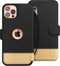 Compatible iPhone 12 Wallet Case for Women & Men, Slim Durable Faux Leather Flip Case with Card Holder - Golden Dusk