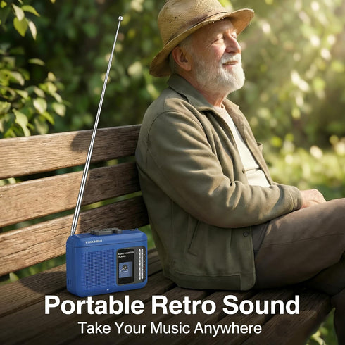TOMASHI Cassette 3.5mm Portable Tape Player Recorder with AM/FM Radio, Built-in Speaker & Microphone, Headphone Jack