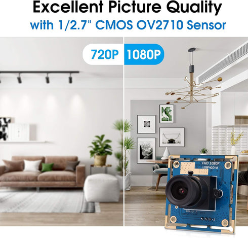 SVPRO 2 Megapixel HD USB Camera Board 1080P with 1/2.7'' CMOS OV2710 Sensor, Embedded Security Camera Module